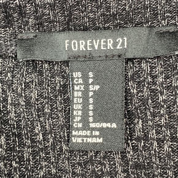 Forever 21 Ribbed Knit Crop Top Short Sleeve Black Marled White Size S - Picture 7 of 7